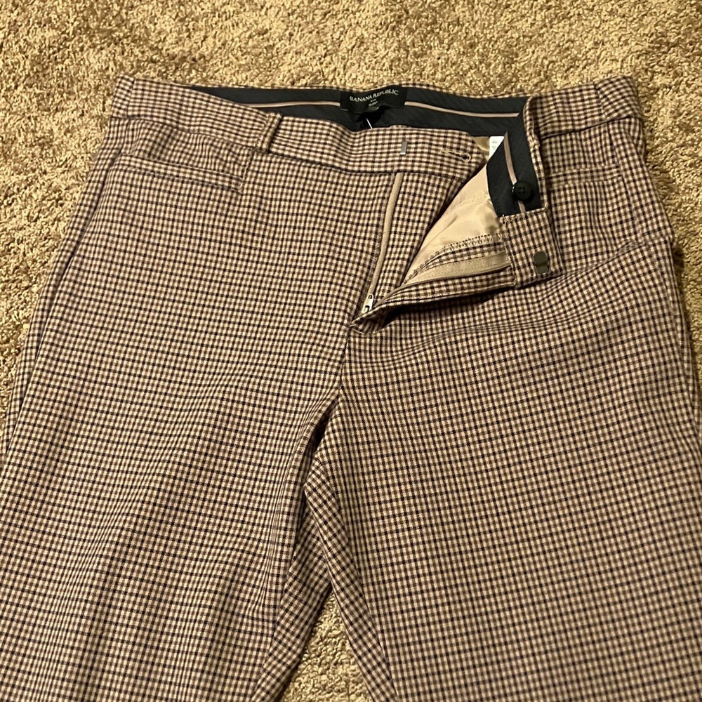 Banana Republic Black, Brown, & Tan Checkered Pants. Sloan. Size 12. NICE! NWT